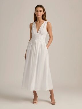 Favorite Daughter “Eyes Only For You” Cotton Maxi Dress – White (Size 6)